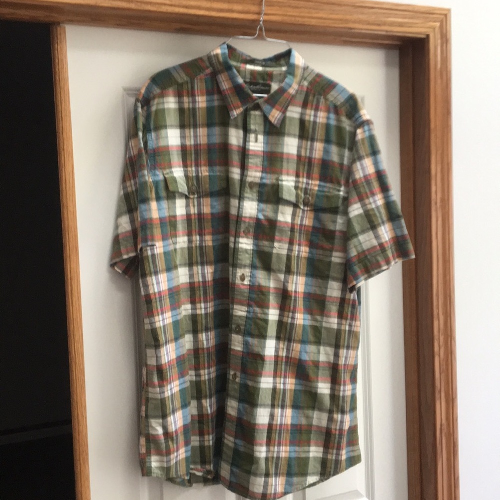 Eddie Bauer Plaid Short Sleeve Large Tall Shirt